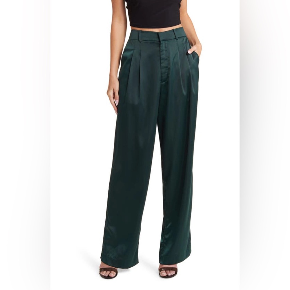 Wayf Dark Green Wide Leg Pants